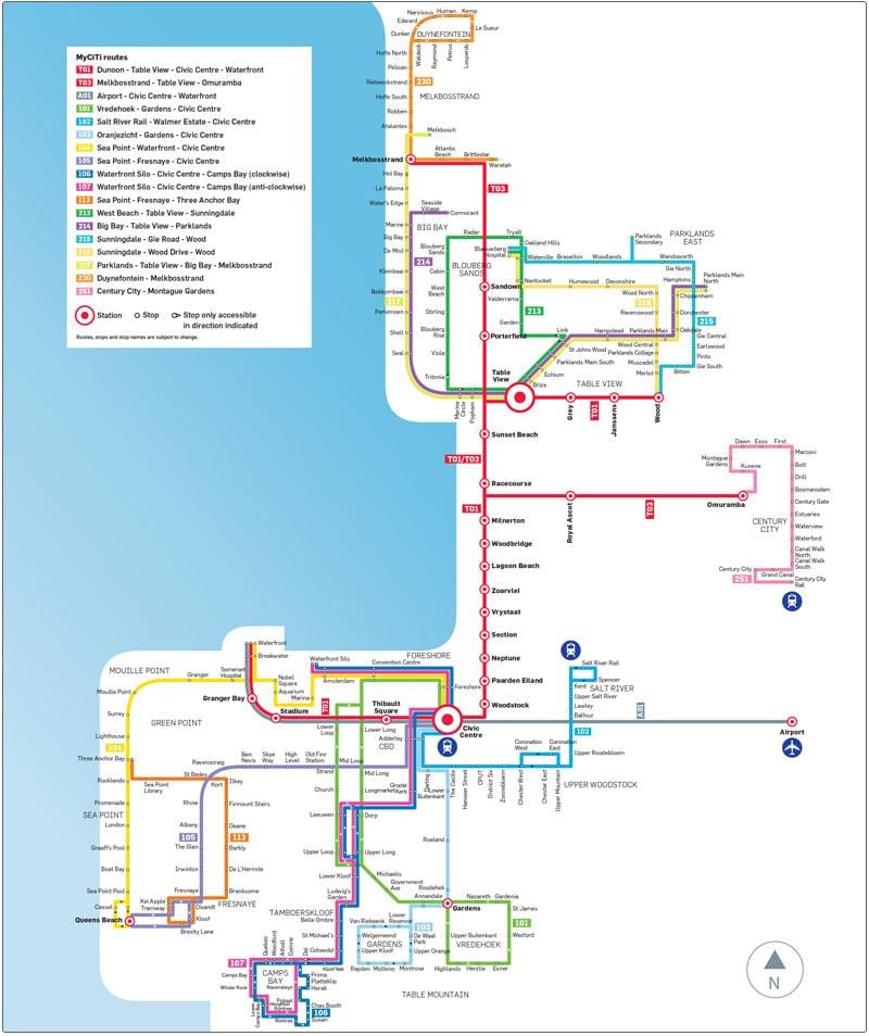 কেপ টাউন myciti বাস রুট ম্যাপ
