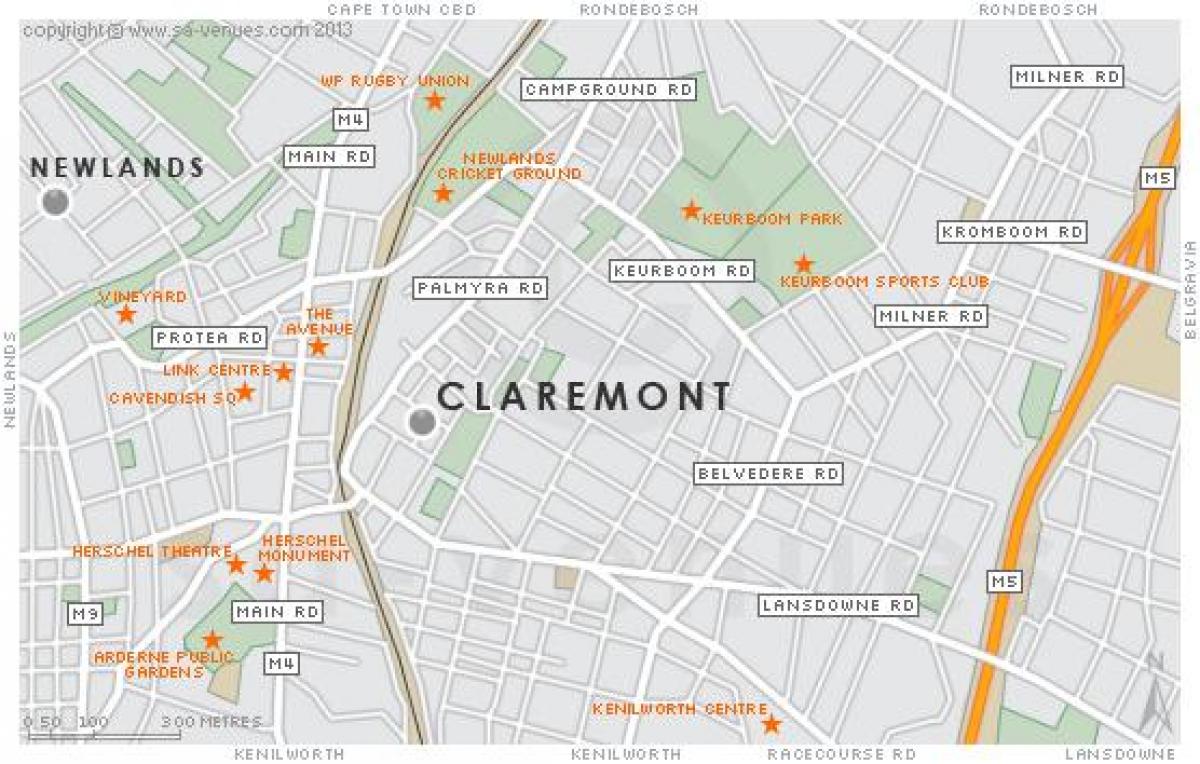 মানচিত্র claremont কেপ টাউন
