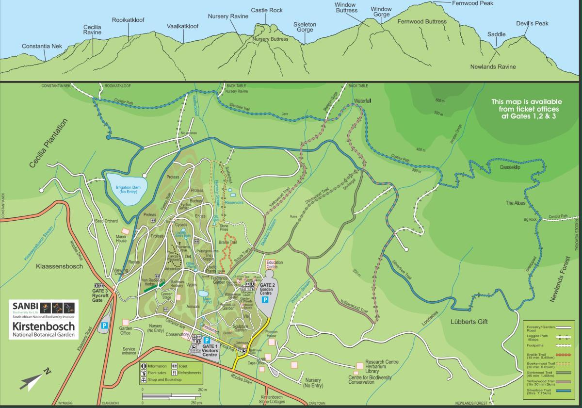 kirstenbosch বোটানিক্যাল গার্ডেন মানচিত্র