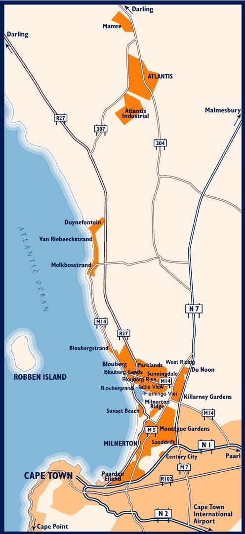 map of west beach কেপ টাউন