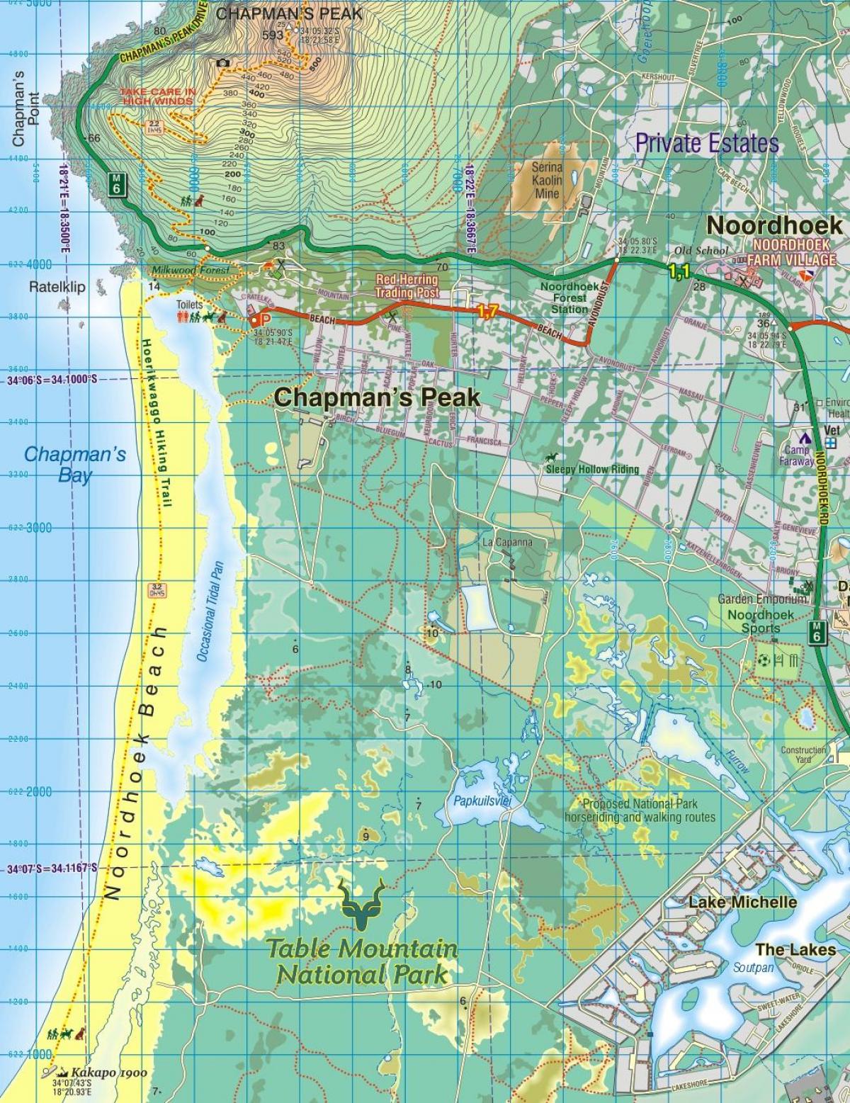 মানচিত্র noordhoek কেপ টাউন