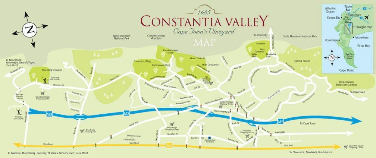 মানচিত্র constantia, কেপ টাউন