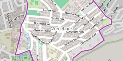 মানচিত্র vredehoek কেপ টাউন
